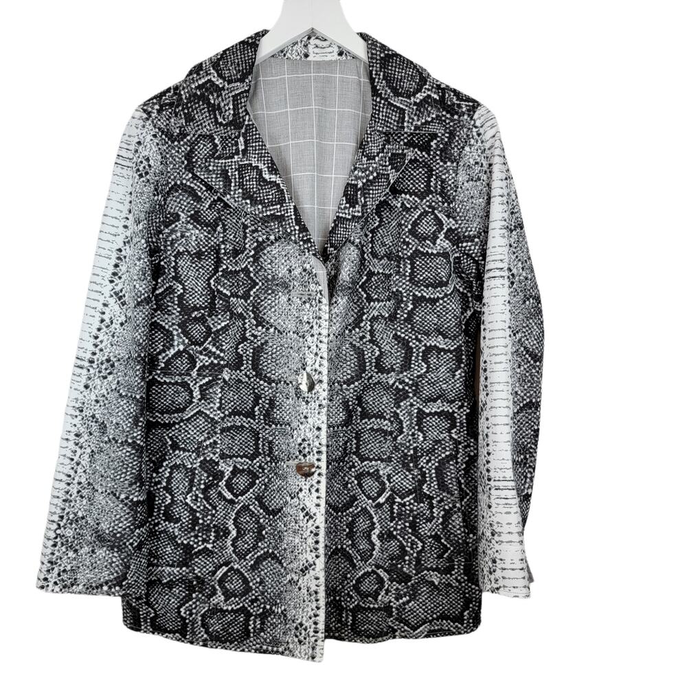Snakeskin Print Reversible with Gray Windowpane Plaid Weather Resistant Jacket - Picture 1 of 6